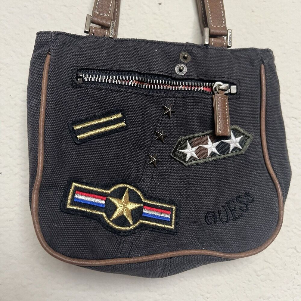Vintage Y2K Guess Army Military Style Patch Mini Bag - Picture 2 of 6